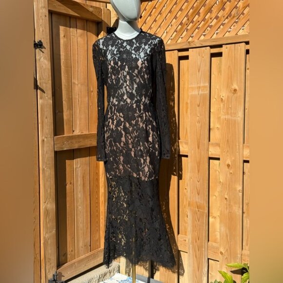 🆕 BRONX & BANCO 🧿 NWOT Colette Noir Black Lace Gown, Sz L US 8 - Picture 2 of 15